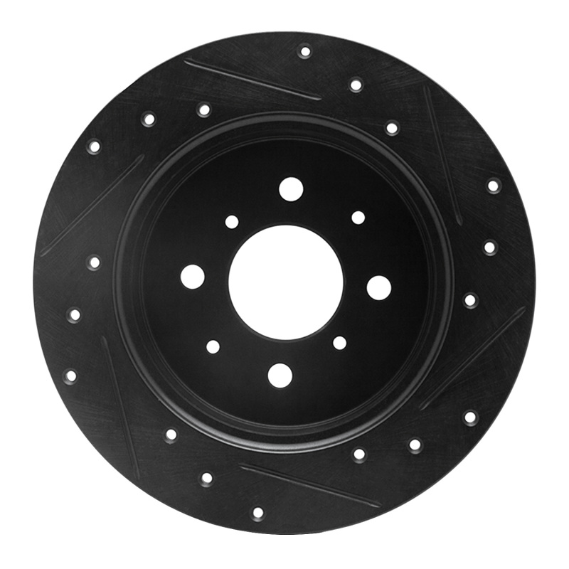 Acura EL Brake Rotor (1) - Rear Left - R1 Concepts - Drilled & Slotted - Black - `01-`05